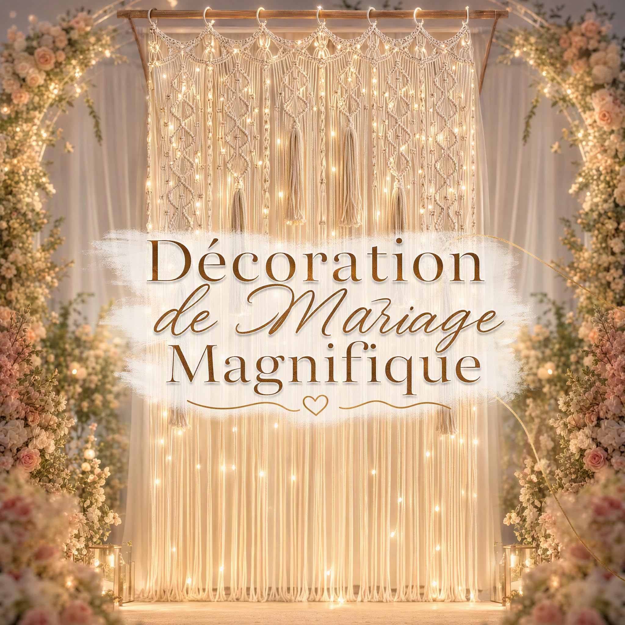 Rideau de porte bohème en macramé, rideau de porte tissé bohème, fait à la main en corde de coton, tapisserie de séparation de pièce, pour chambre à coucher, salon, décoration de mariage, beige