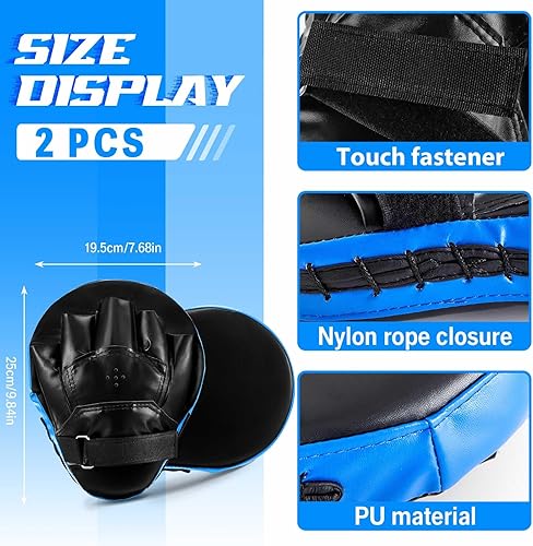 Miniatura 4 de Juego de guantes de boxeo 5 en 1 para niños, guantes de boxeo con 1 par de guantes, 2 almohadillas de taekwondo y protector de cabeza para jóvenes