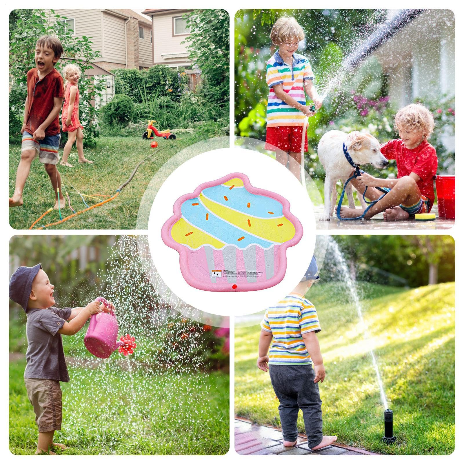 Vasca con Spruzzatore per Bambini - Tappeto Con Schizzi D'Acqua E Piscina Gonfiabile - Attività Estiva Pieghevole Per Esterni Da Giardino E Campeggio