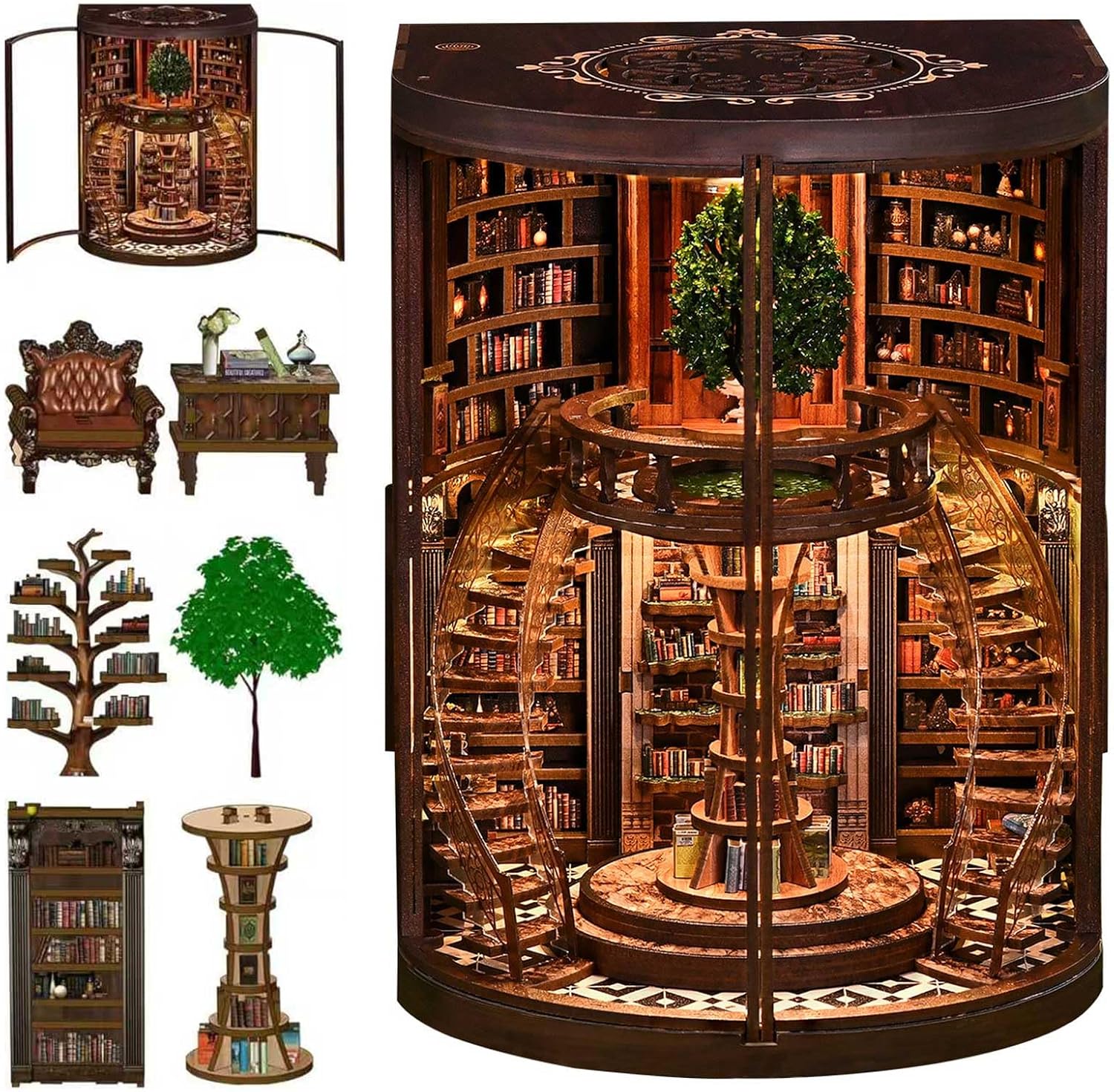 Book Nook Kit，DIY Miniature Dollhouse Kit for Adults and Teens，3D Wooden Tiny House for Family and Friends，Bookshelf Decor in Halloween/Christmas（Book Store） (Twilight Library)