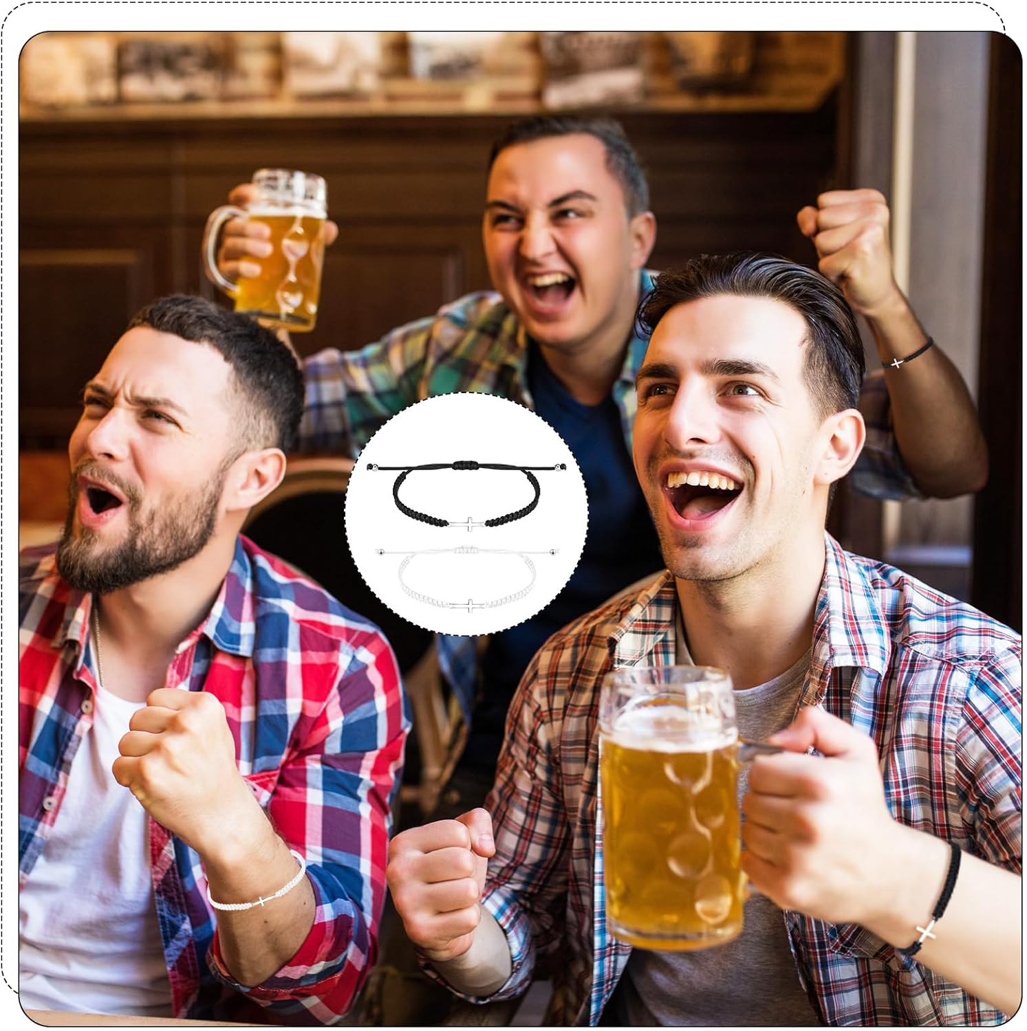 Junkin 50 Pcs Cross Bracelet Bulk Christian Religious Friendship Jesus Adjustable Matching Bracelet Rope Cord Braided Christmas Promise Jewelry Gift for Women Men - Image 5