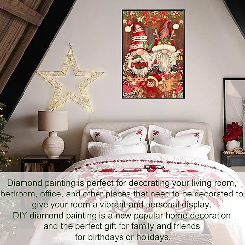 Miniatura 7 de Tontut Kit de pintura de diamantes de Navidad para adultos, gnomos de Navidad 5D, kit de arte de diamantes para adultos y principiantes, kit de