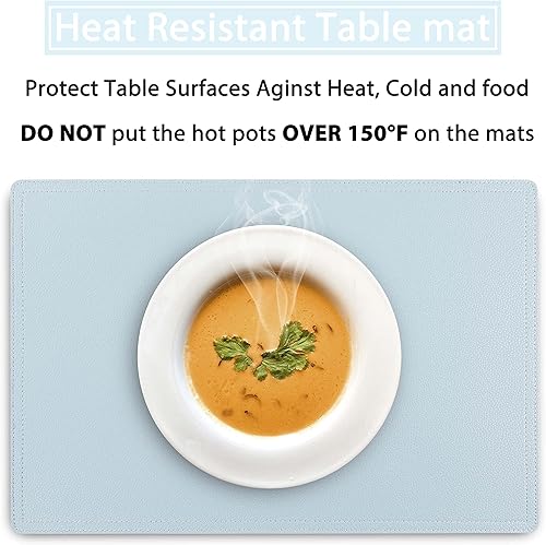 Miniatura 3 de Juego de 6 manteles individuales de piel sintética, impermeables, resistentes a las manchas, resistentes al calor, antideslizantes, fáciles de