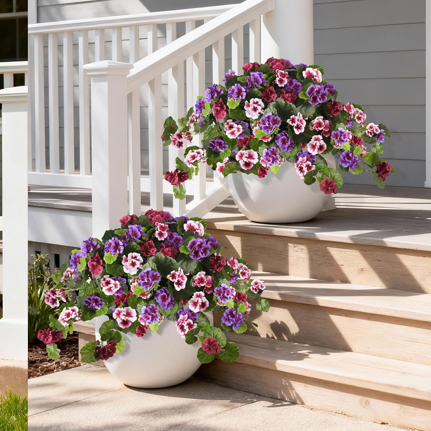 Hommyea Artificial Flowers for Outdoor Decor 2 Pcs Silk Fake Flowers, UV Resistant Faux Flowers for Outdoor Planters No Fade Spring Summer Flowers for Home Porch Garden Patio Yard Decorations