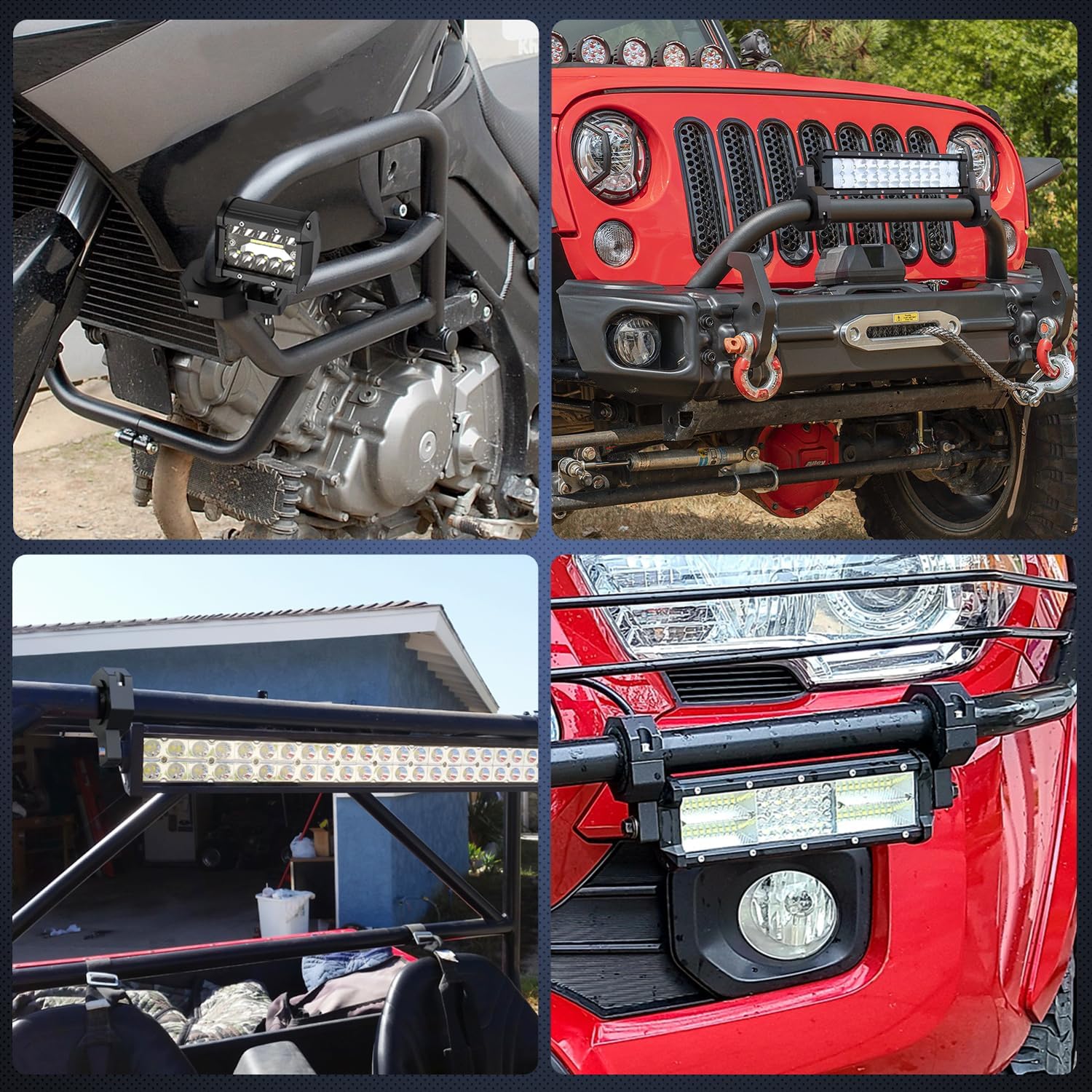 Nilight 90023D 4-Pack Standard 4PCS Mounting Bracket Kit LED Off Road Light Vertical Bar Tube Clamp Roof Roll Cage Holder,2 Years Warranty Black