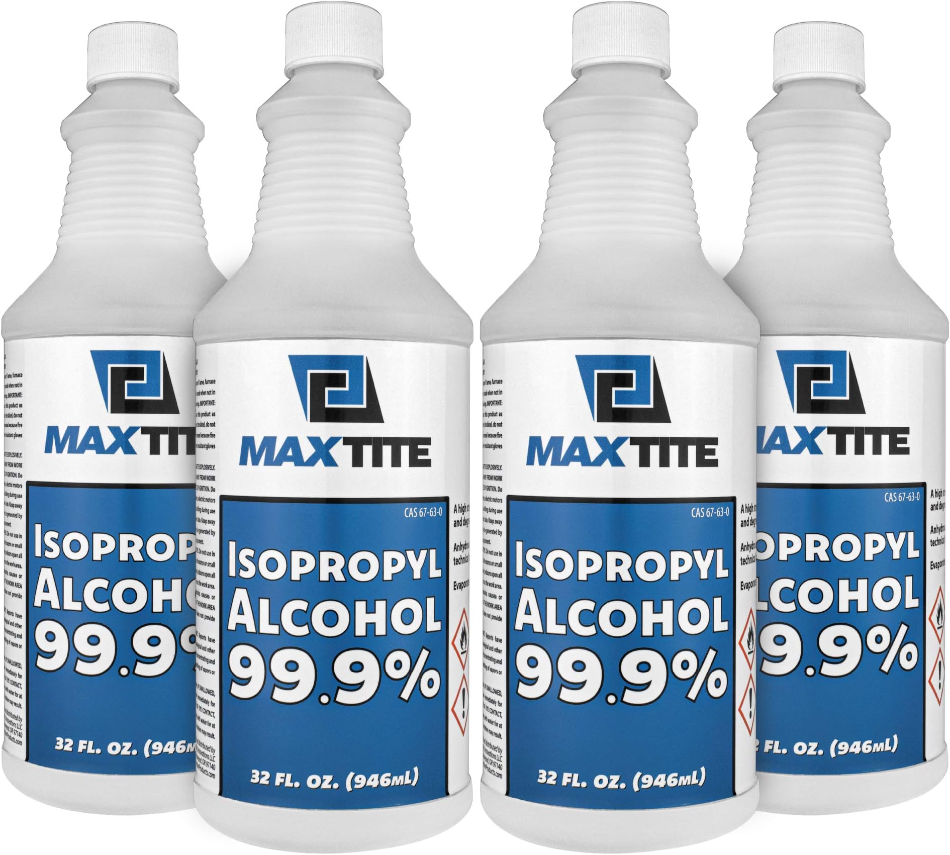 MaxTite Isopropyl Alcohol 99.9% (1 Gallon (32oz, 4 Pack))