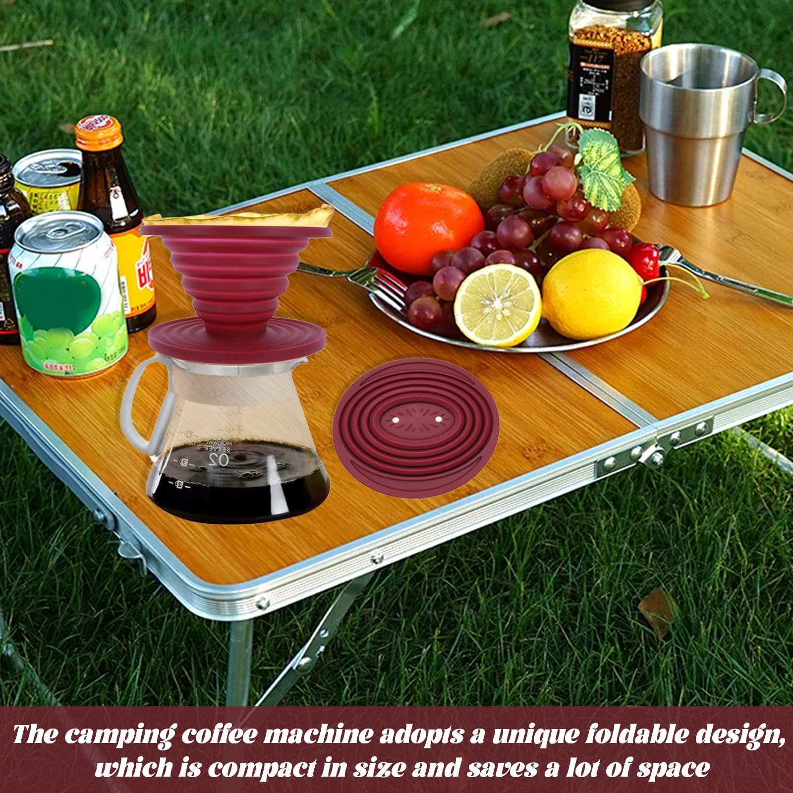 XCRPRT Filtre à Café Portable En Silicone Pliable Avec 40 Filtres - Cafetière Camping Randonnée