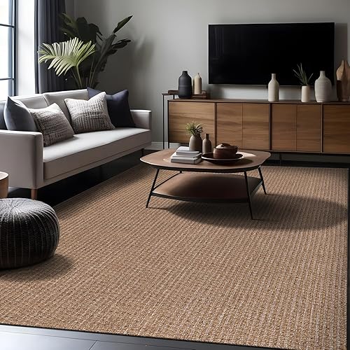 Miniatura 4 de Alfombra de yute fácil de 4 x 6 pies, para interiores y exteriores, color natural, para sala de estar, cocina, área de mucho tráfico, lavable, fácil