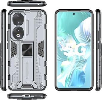 Pzwoxukhov Compatible with Honor 90 5G Case Cover,Compatible with Honor 90 5G Protective Phone Cover with Kickstand,Magnetic Attraction Function Case Gray