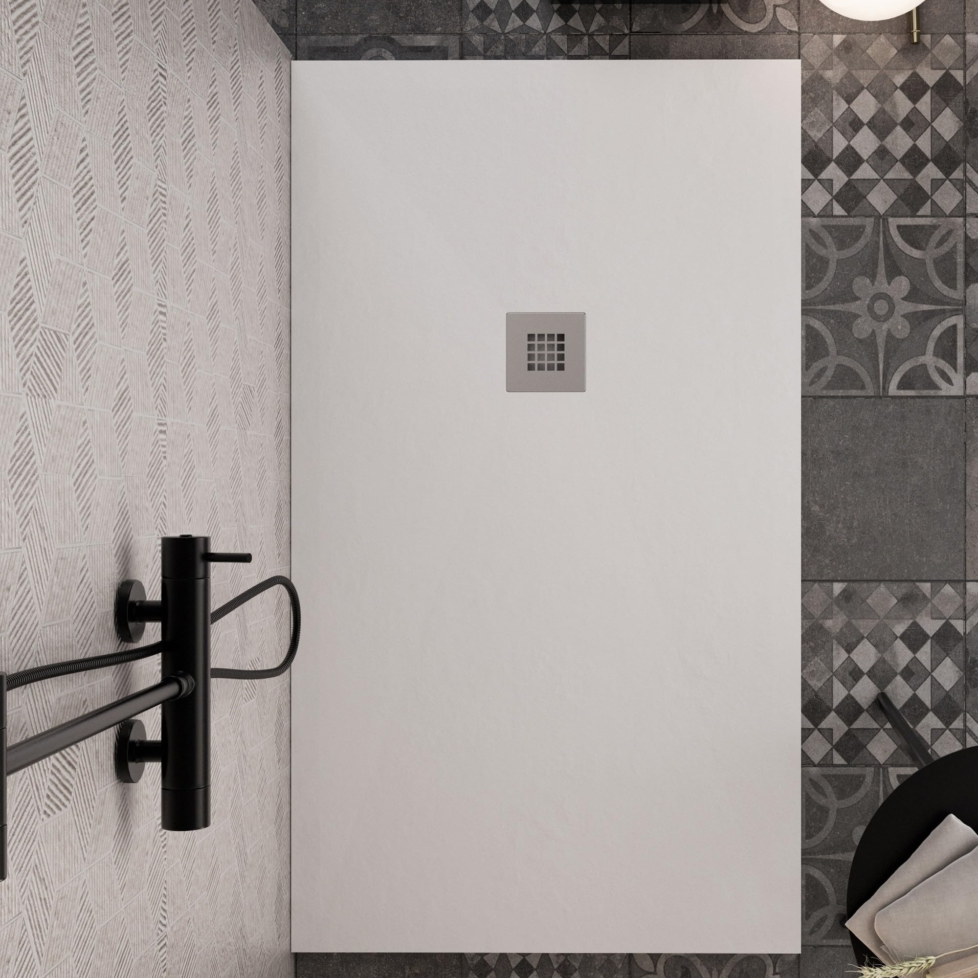 OLIMPO DOCCE - Piatto doccia bianco in marmoresina con griglia inox e Piletta Gratis - STAR PLUS - 80x150
