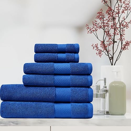 Miniatura 8 de Juego de 6 toallas de Lacoste Heritage Supima Cotton, 2 toallas de baño, 2 toallas de mano, 2 toallitas, azul surf  Altamente absorbente y de secado