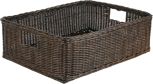 The Basket Lady Under The BedCesta de almacenamiento básica de mimbre, extragrande, 25 pulgadas de largo x 19.5 pulgadas de ancho x 8 pulgadas de