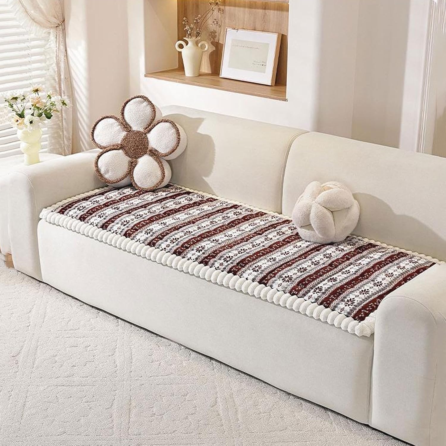 Couch Covers 1 2 3 4 Seater Non Slip Sofa Slipcovers Super Soft & Thick Corduroy Cushion Protectors for Pet Dog Living Room Furniture(Coffee,70 * 210cm)