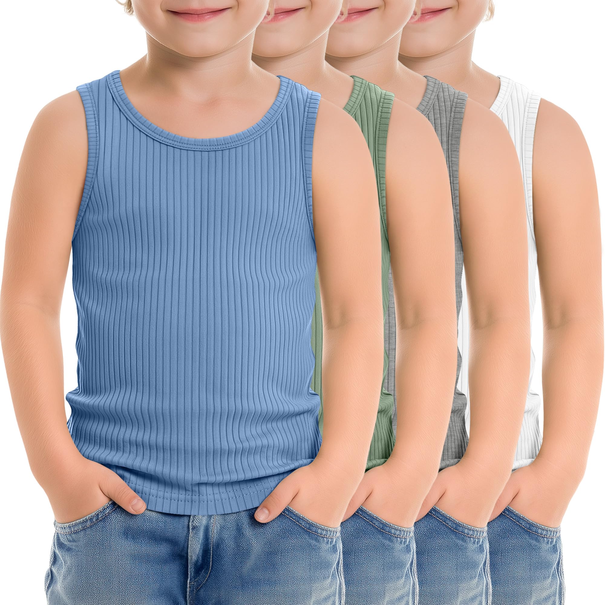 4 Pack Toddler Boys Cotton Tank Tops