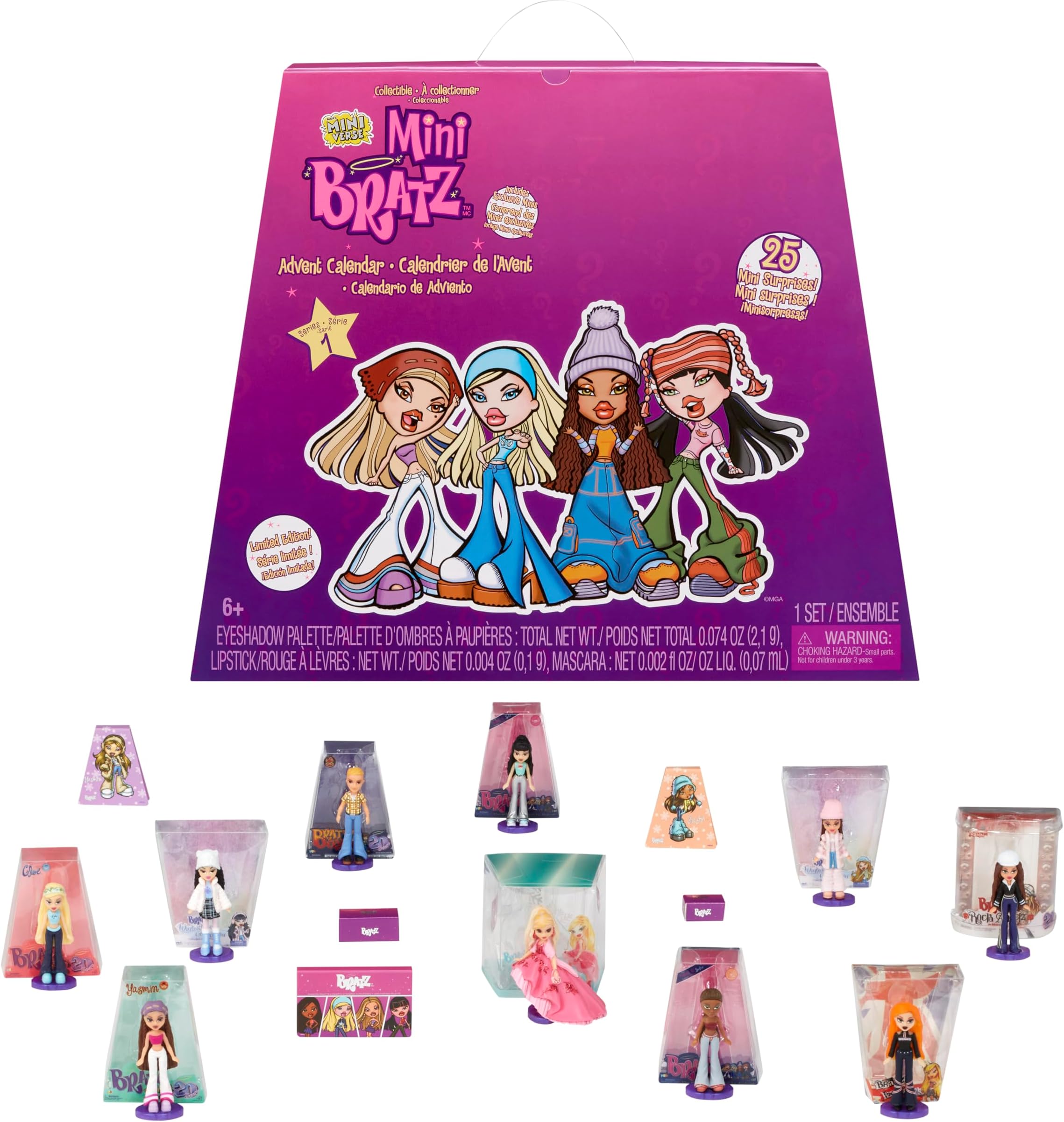 MGA Miniverse Bratz Flashback Minis Advent Calendar - RANDOM ASSORTMENT - Includes MGA Miniverse & Y2K Nostalgia Exclusive Minis and 25 Surprises - Great Gift for Kids & Collectors Ages 6+