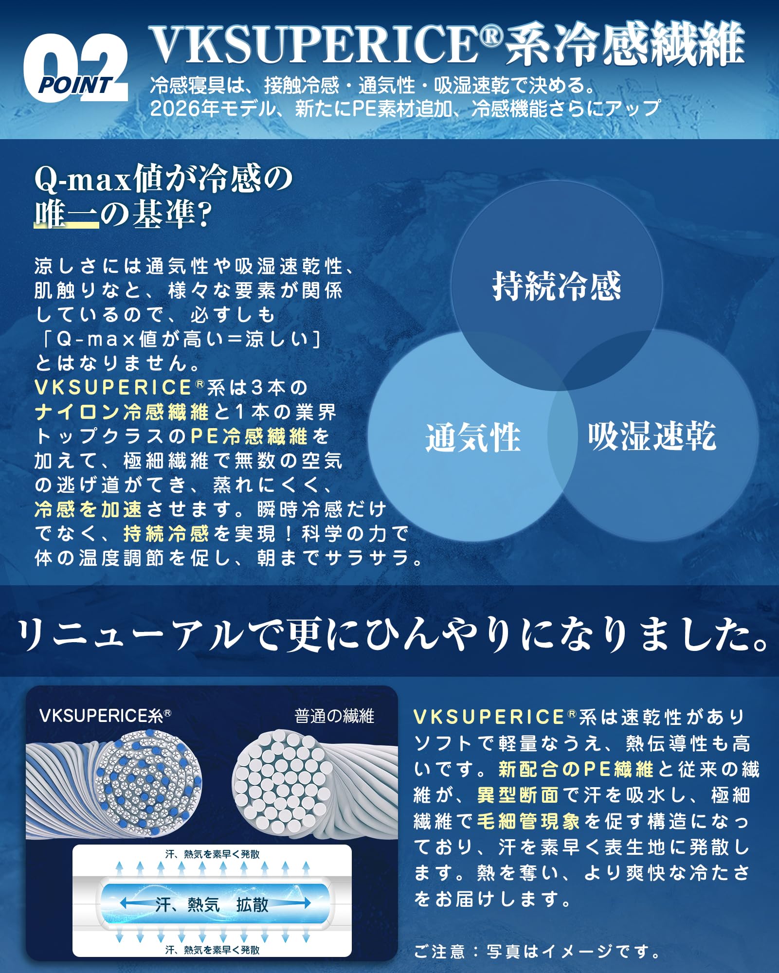 VK Living 敷きパッド 夏用 シングル リバーシブル 【SUPER ICE】 冷感持続 帝人TEIJIN中綿使用 しきぱっと 7層構造 24時間持続制菌消臭 ひんやり 二重除湿速乾 シーツ オールシーズンで使える 洗える ベッドパッド 防ダニ 100×200cm ネイビー - 4