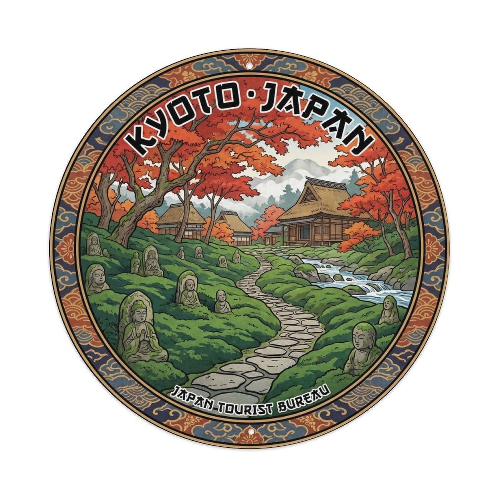 Kyoto Ohara Sanzenin Moss Garden Autumn Japan Nature Metal Tin Sign