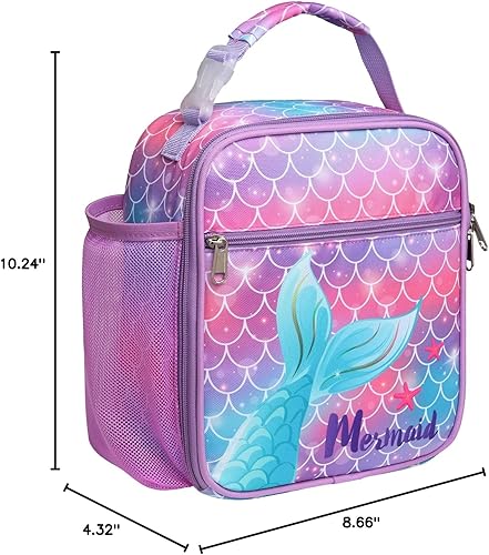 Miniatura 10 de Bagseri Bolsa de almuerzo de unicornio y bolsa de almuerzo de sirena, bolsa de almuerzo aislada para niños para niñas