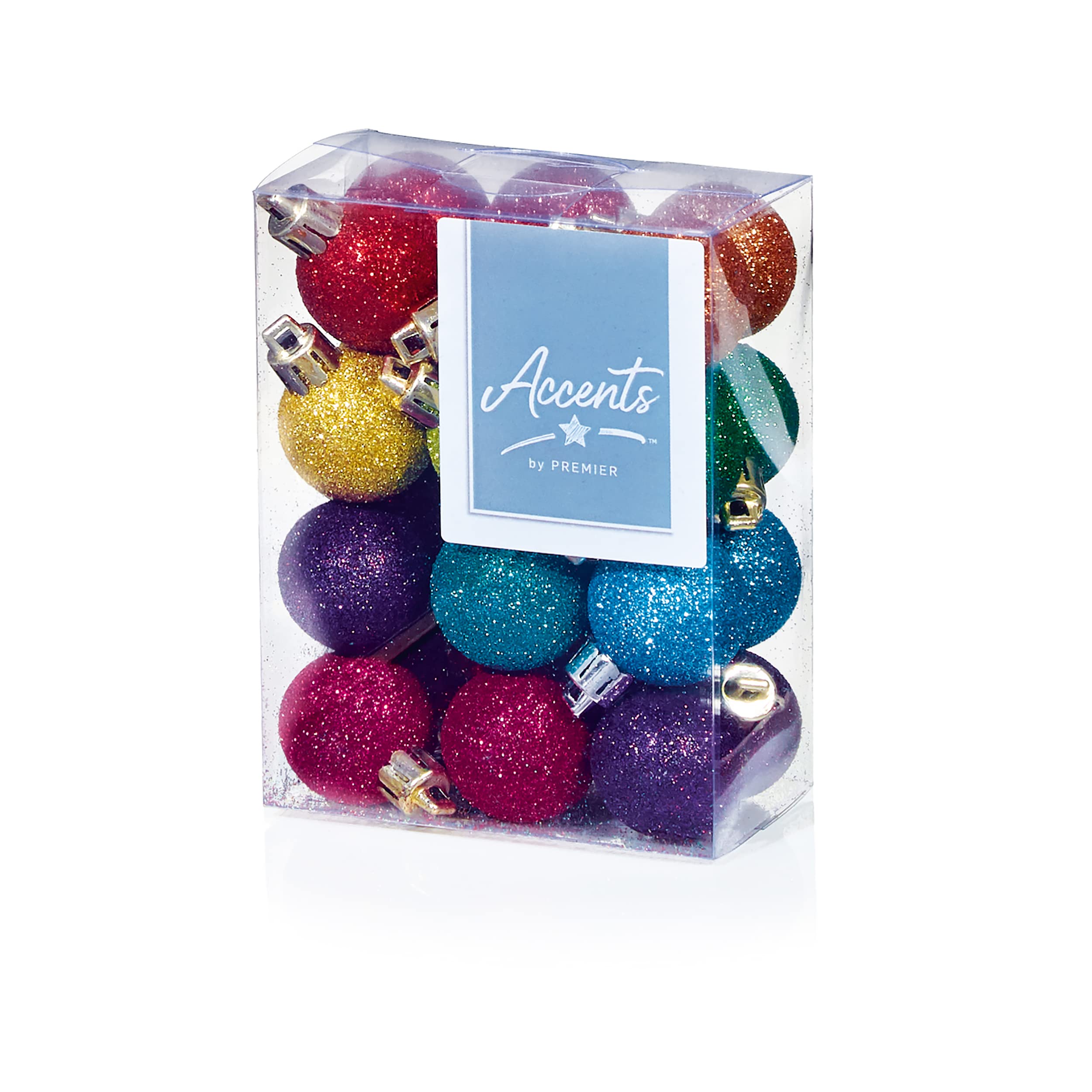 Christmas.uk Rainbow 24 X 30Mm Glitter Ball Christmas Tree Baubles