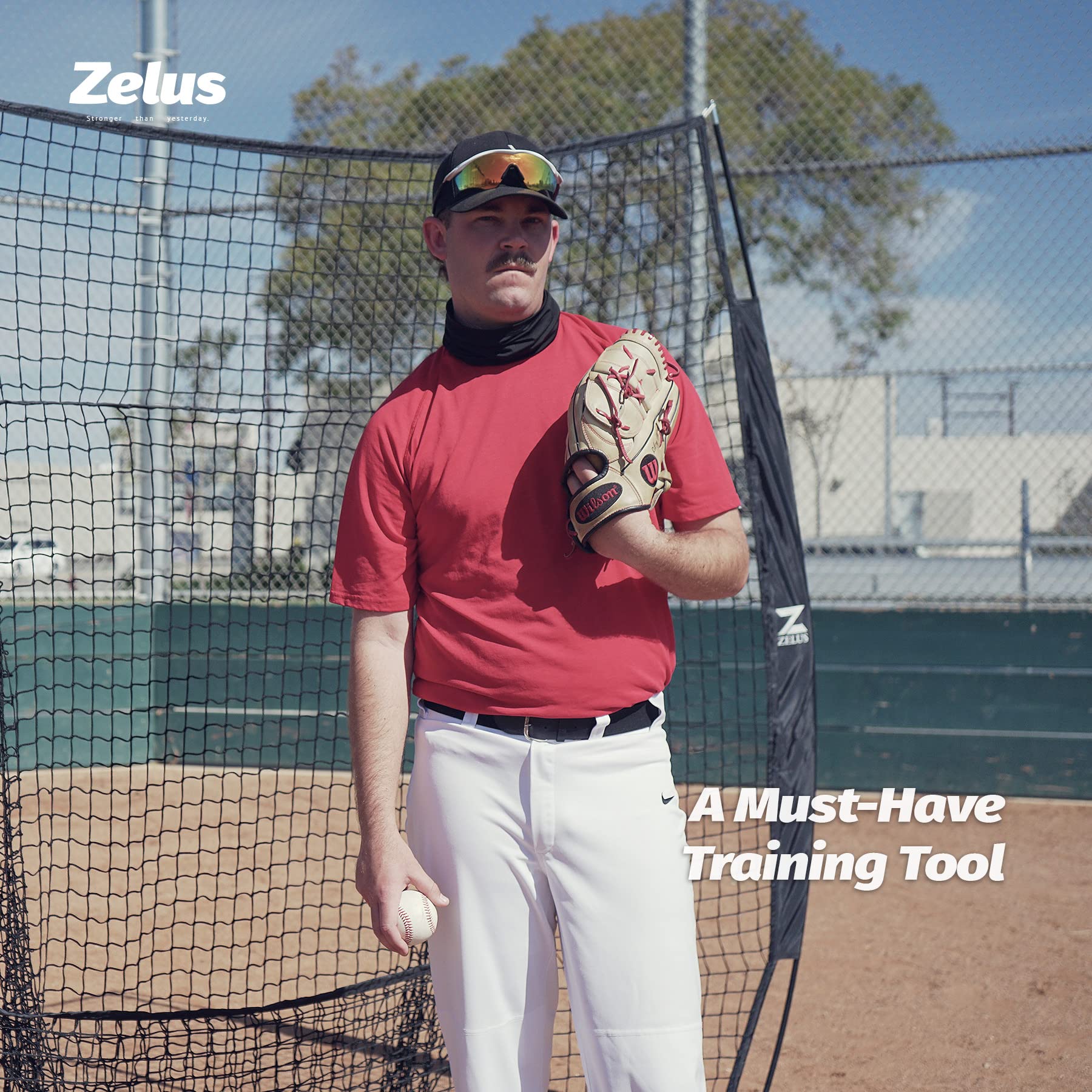 ZELUS Baseball Net Kit with Tee and Strike Zone, 7x7ft Softball