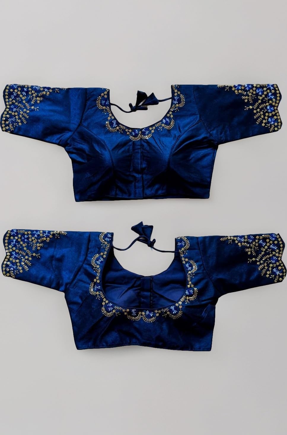 Women's Silk Embroidery Sequence Work Half Sleeve Readymade Blouse