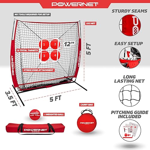 Miniatura 3 de PowerNet German Márquez - Objetivos perfectos para lanzar, red de práctica y zona de ataque, entrenador de lanzamiento de béisbol y sóftbol, juego