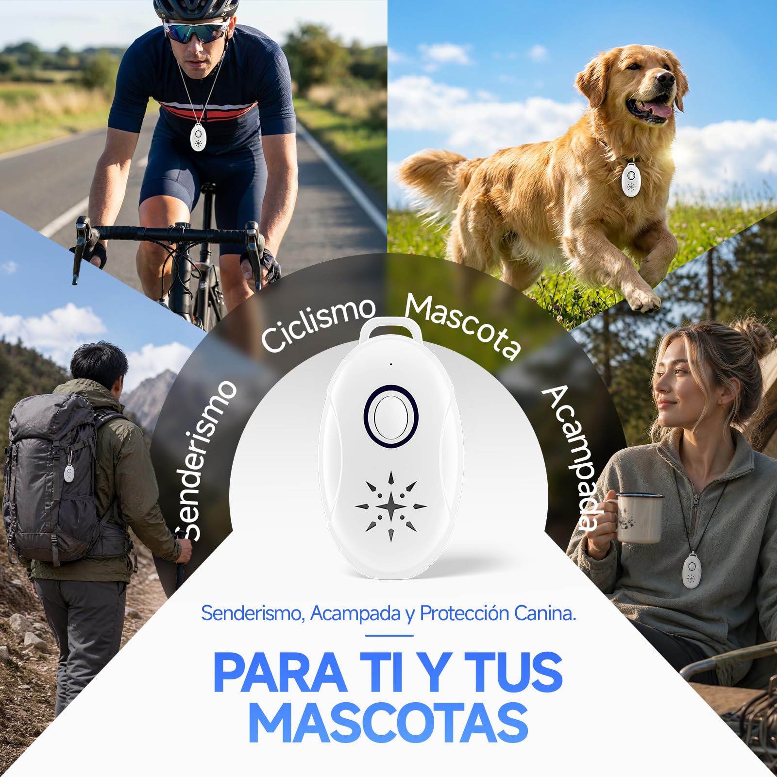 Repelente Mosquitos Portátil Ultrasónico de Plagas 4 Pack- Seguro Silencioso Recargable Antimosquitos Electrico Indoor/Outdoor, Camping,Anti Cucarachas, contra Insecto, Moscas