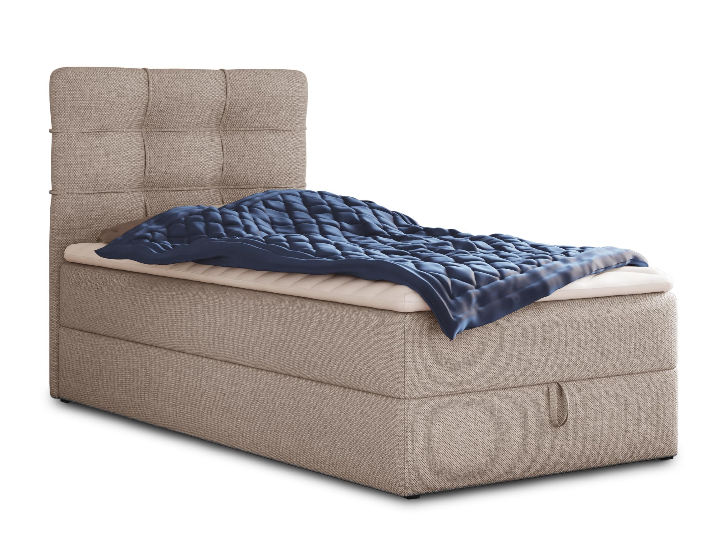 Best Boxspringbett Boxspringbett mit Bettkasten – 90x200 cm, Beige (Inari 22)