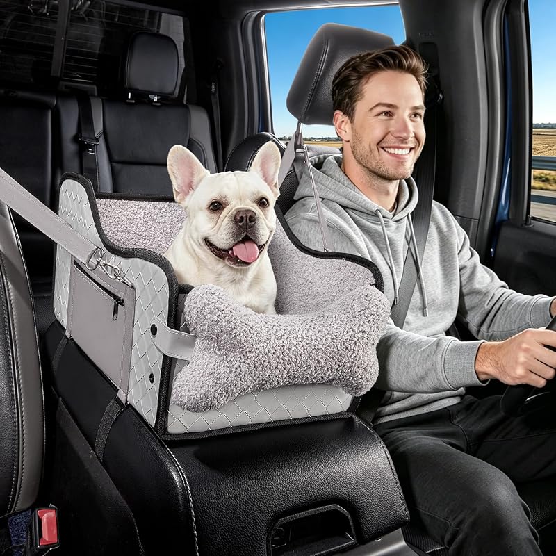 Assento Elevatório para Cães no Console Central Data Mist Grande Cinza para Caminhonetes Grandes