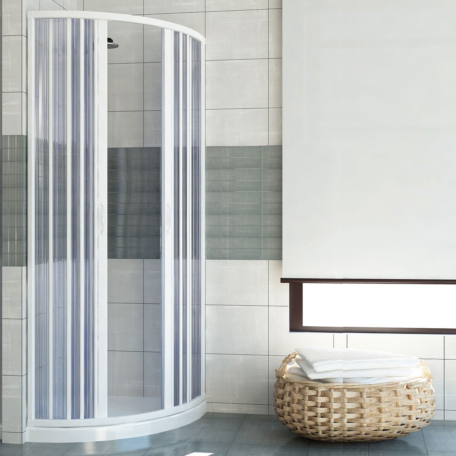 ROLLPLAST PINTO PVC kabina prysznicowa ćwierć koła 80 x 80 z centralnym otworem Mod. Scorpione