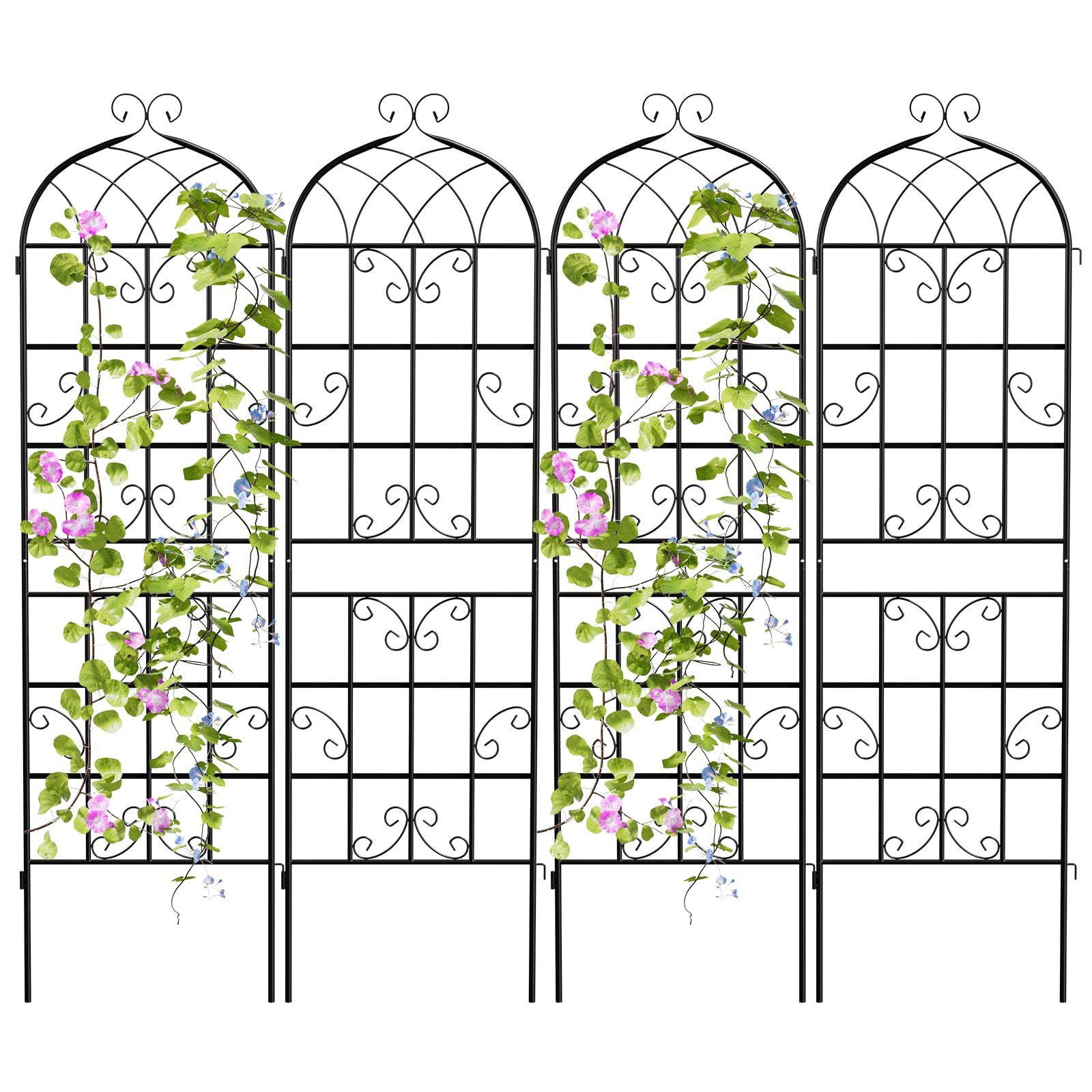 The Fellie Garden Trellis For Climbing Plants, Metal Plant Supports Perfect For Outdoor Climbing Plants, Flowers, Vegetables & Vines, Trellis Fence Panels For Patio Lawn Wall Decor, 4 PCS, 50 * 180CM