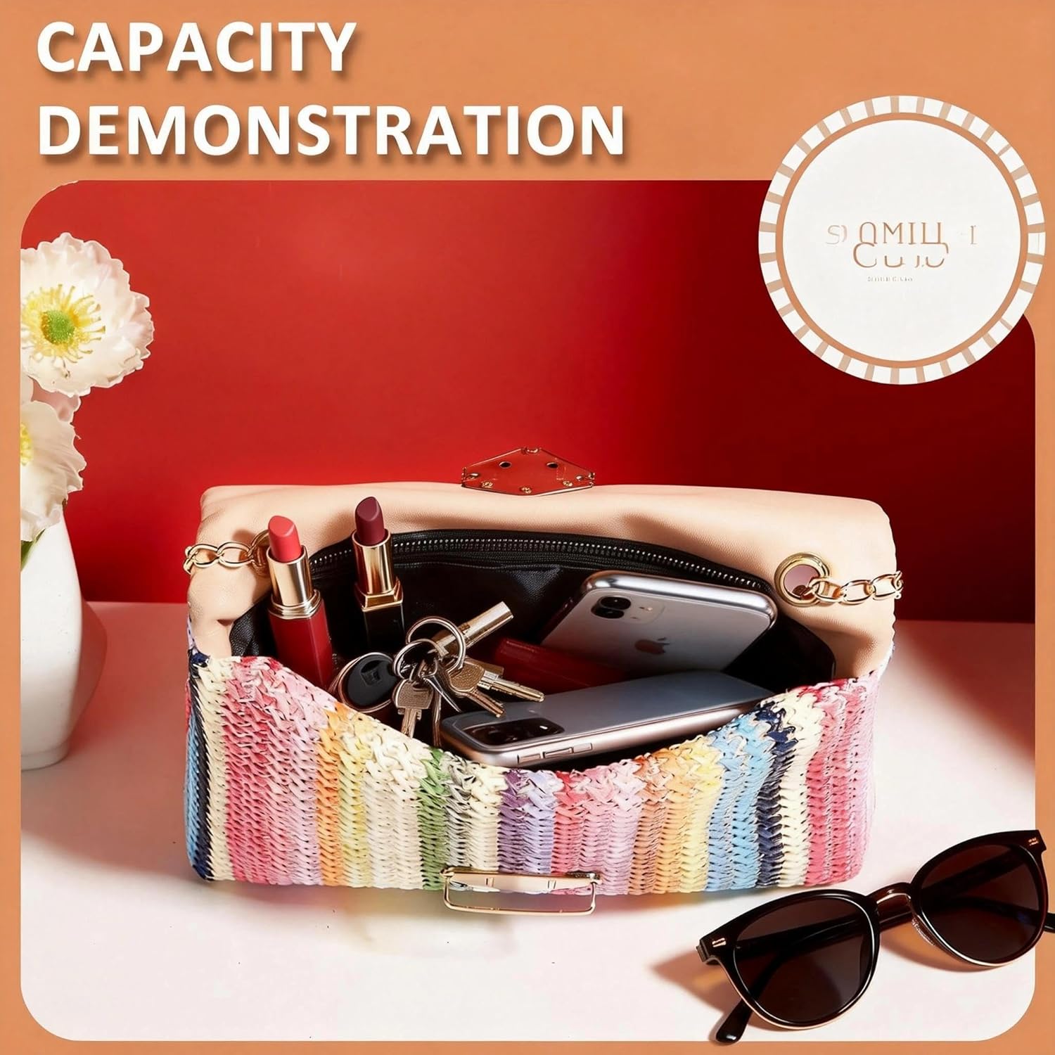 Bohemian Straw Beach Bag, Crossbody Bags for Women, Handmade Woven Purse, Tassel Handbags for Vacation, Travel - Image 6