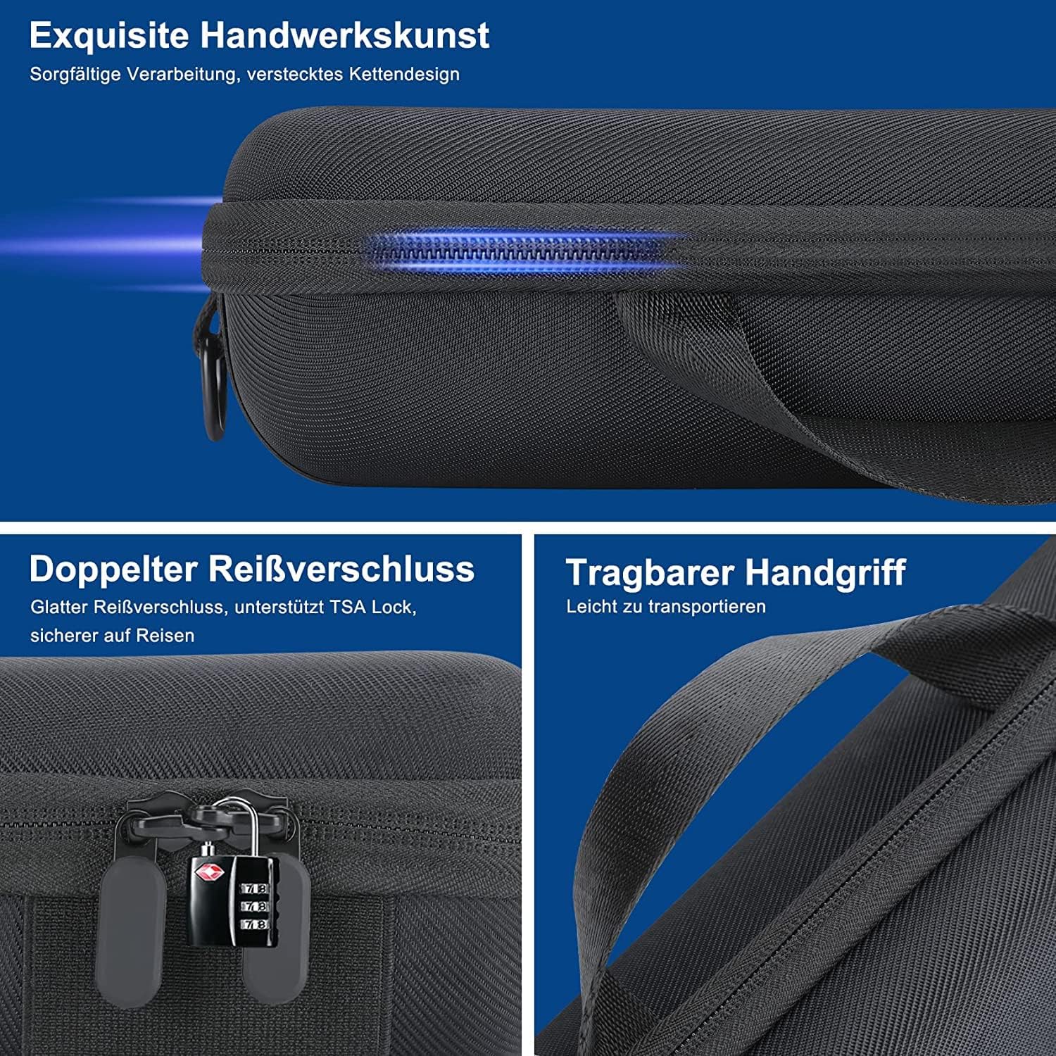 Steam Deck Carrying Case with Deeper Space & Sling Strap, Built-in Power Bank/AC Charger/Dock Storage, Elastic Belt Hard Shell Travel Carry Case Bag for Steam Deck with Any Protective Case