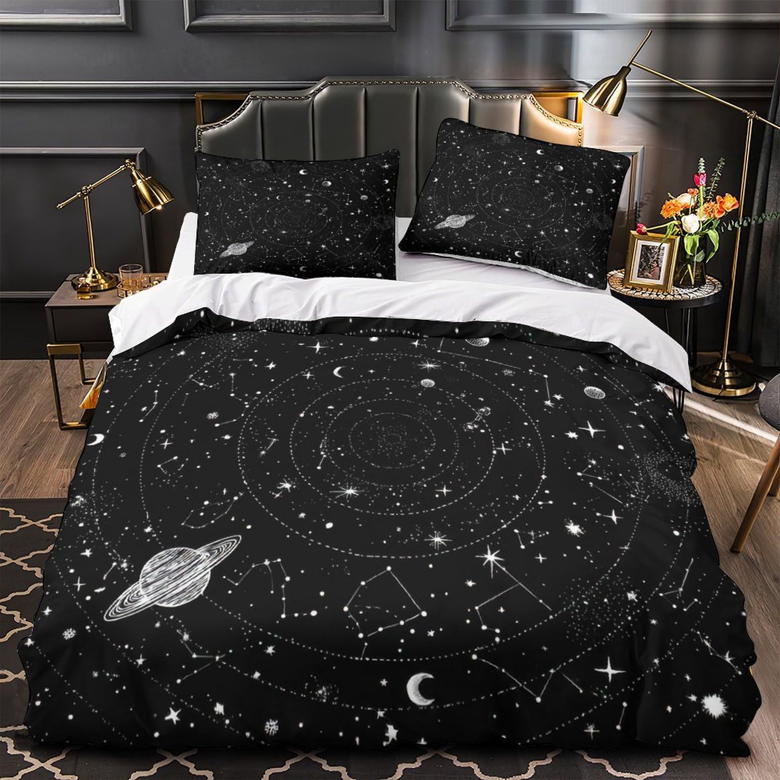 Housse de couette ciel étoilé hypoallergénique en microfibre super douce à fermeture éclair