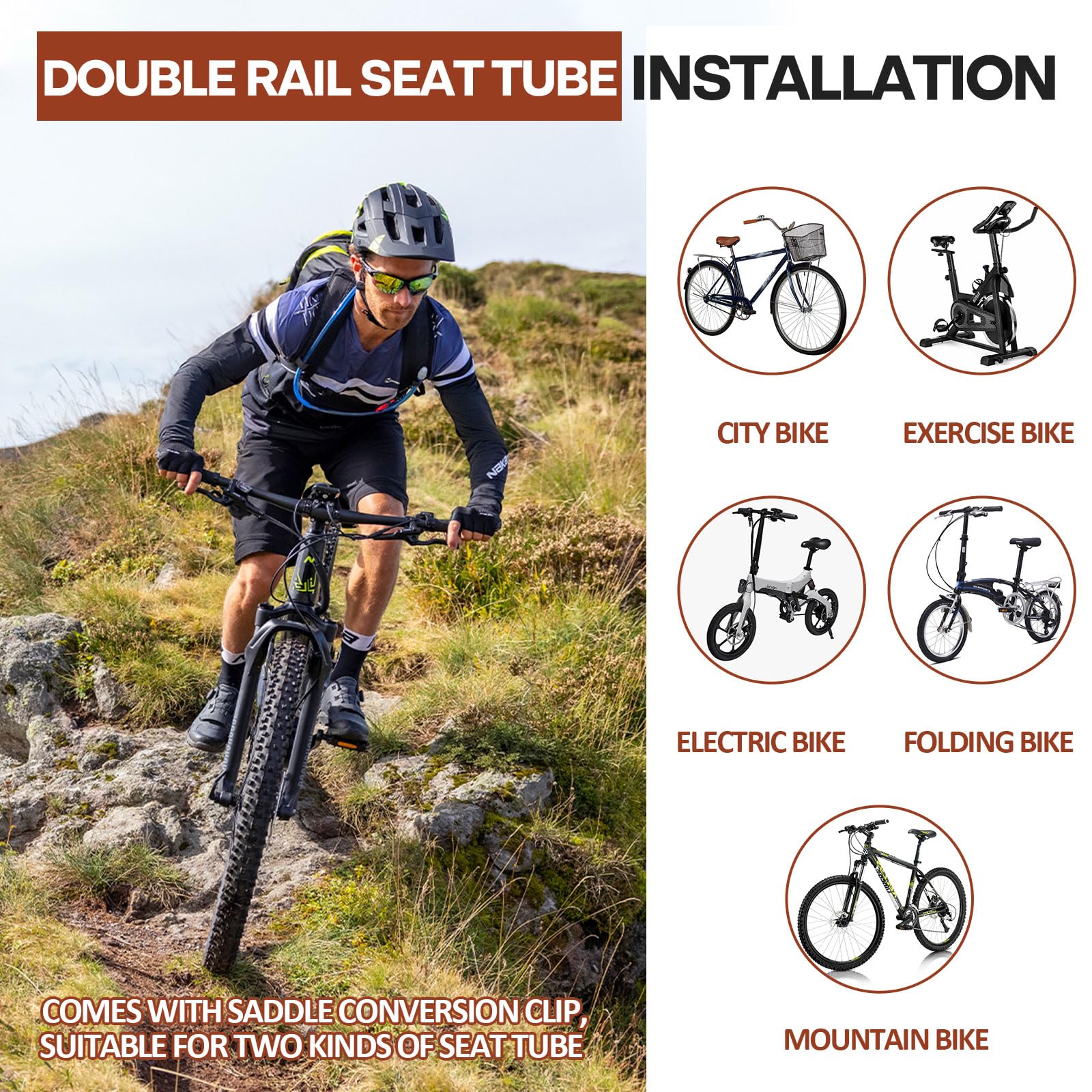 Comoda sella per bicicletta ergonomica per uomo e donna, impermeabile, ammortizzante per bici da città, mountain bike, ebike, cyclette