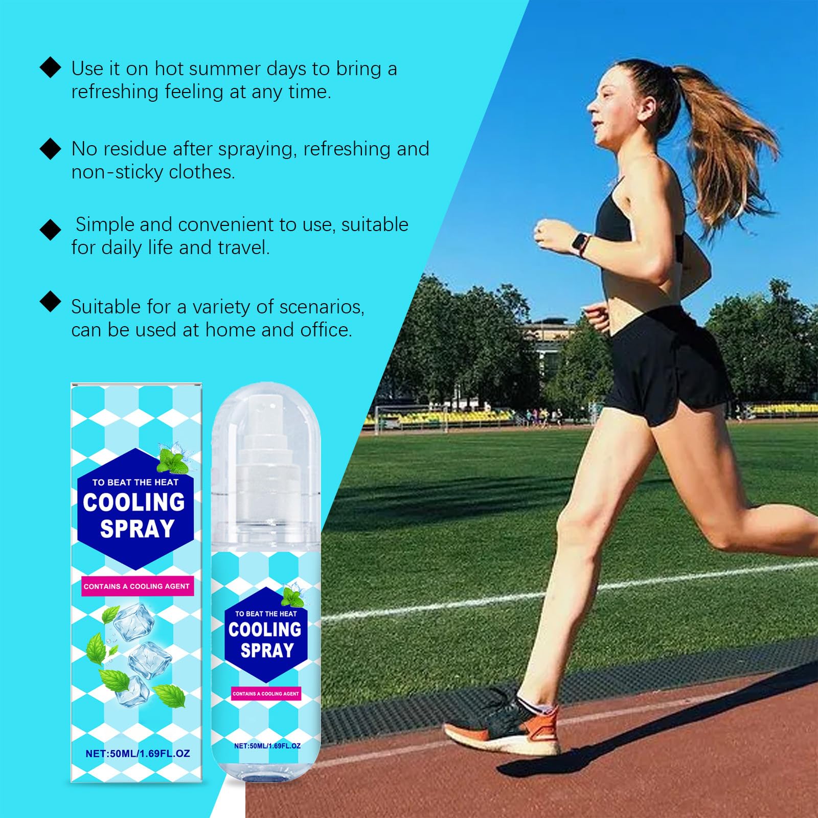 Spray rinfrescante per clima caldo, spray rinfrescante estivo, spray rinfrescante istantaneo per il viso, spray rinfrescante per clima caldo, leggero e rinfrescante per il viso con nebbia fine (6