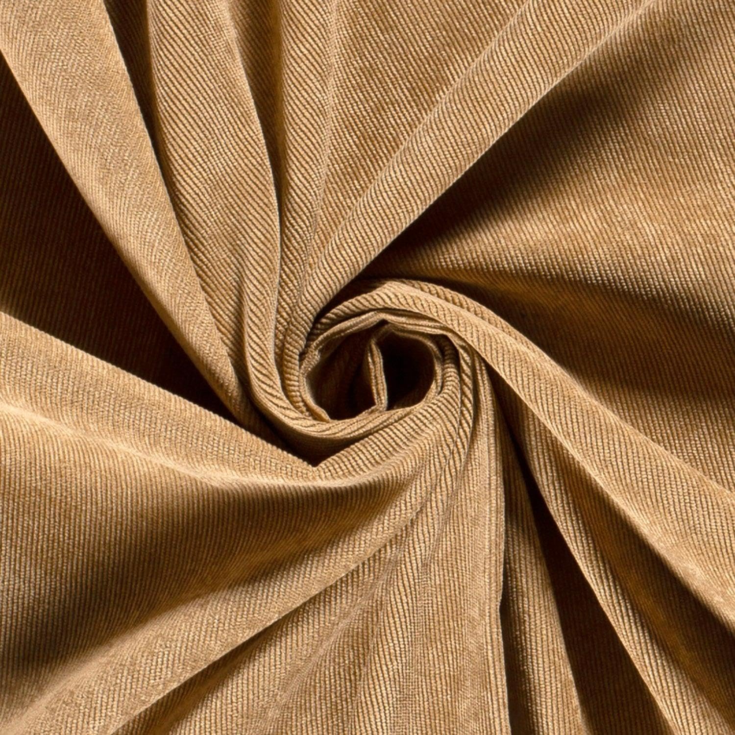 Stretch Baby Needle Cord 21 Wale Fabric Material Camel 1MTR
