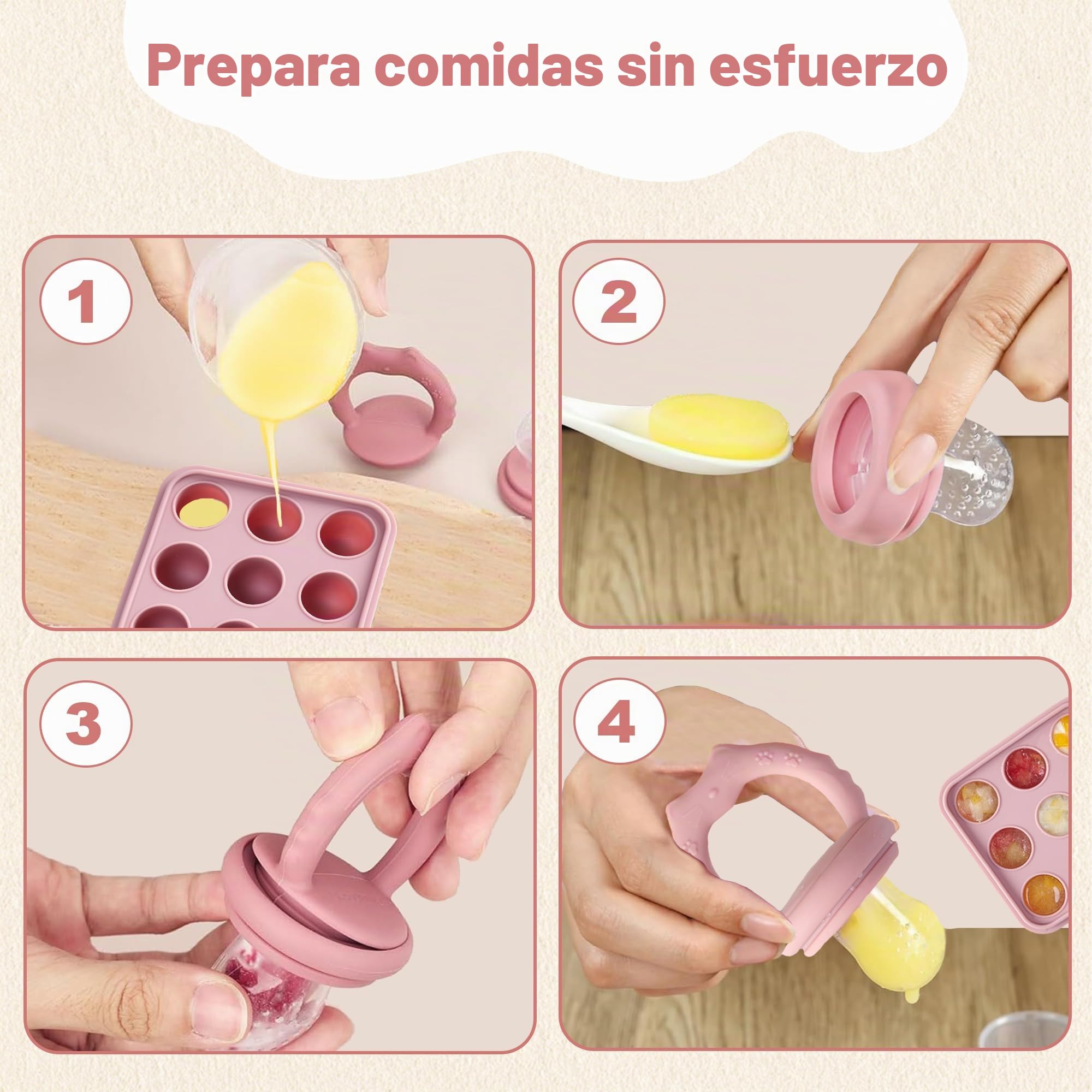 Alimentador de frutas para bebés y moldes para paletas de leche materna, bandeja de silicona para congelar alimentos para enfriar la dentición, alimentador de alimentos para bebés para una (Blue)