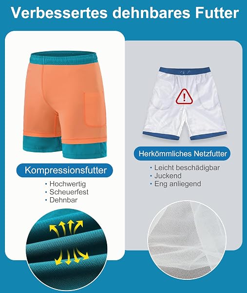 Zoofly Short de bain pour homme - Doublure de compression - Séchage rapide - Avec poches - 3