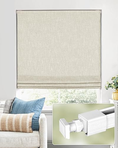 No Tools No Drill Cordless Roman Shades for Indoor Windows