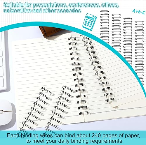 Miniatura 4 de Chengu 24 piezas de alambre de cincha, espinas de encuadernación doble, espinas de bucle doble, bobina de doble anillo para documentos, cuadernos,