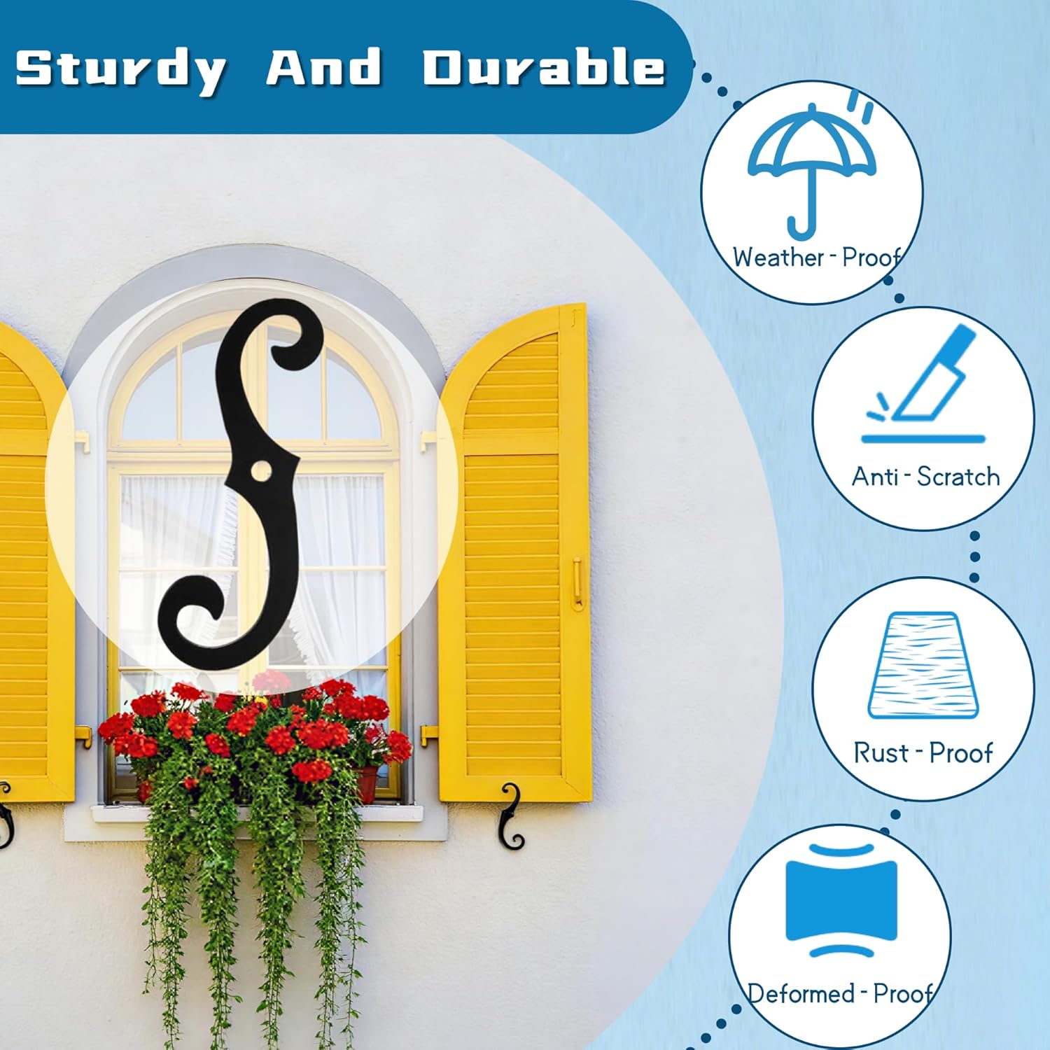 S Style Shutter Dogs Hardware, 6.3" Metal Shutter Fasteners with Set Screwsl, Decorative Window Tieback for Exterior Shutters, Home Decoration (6)