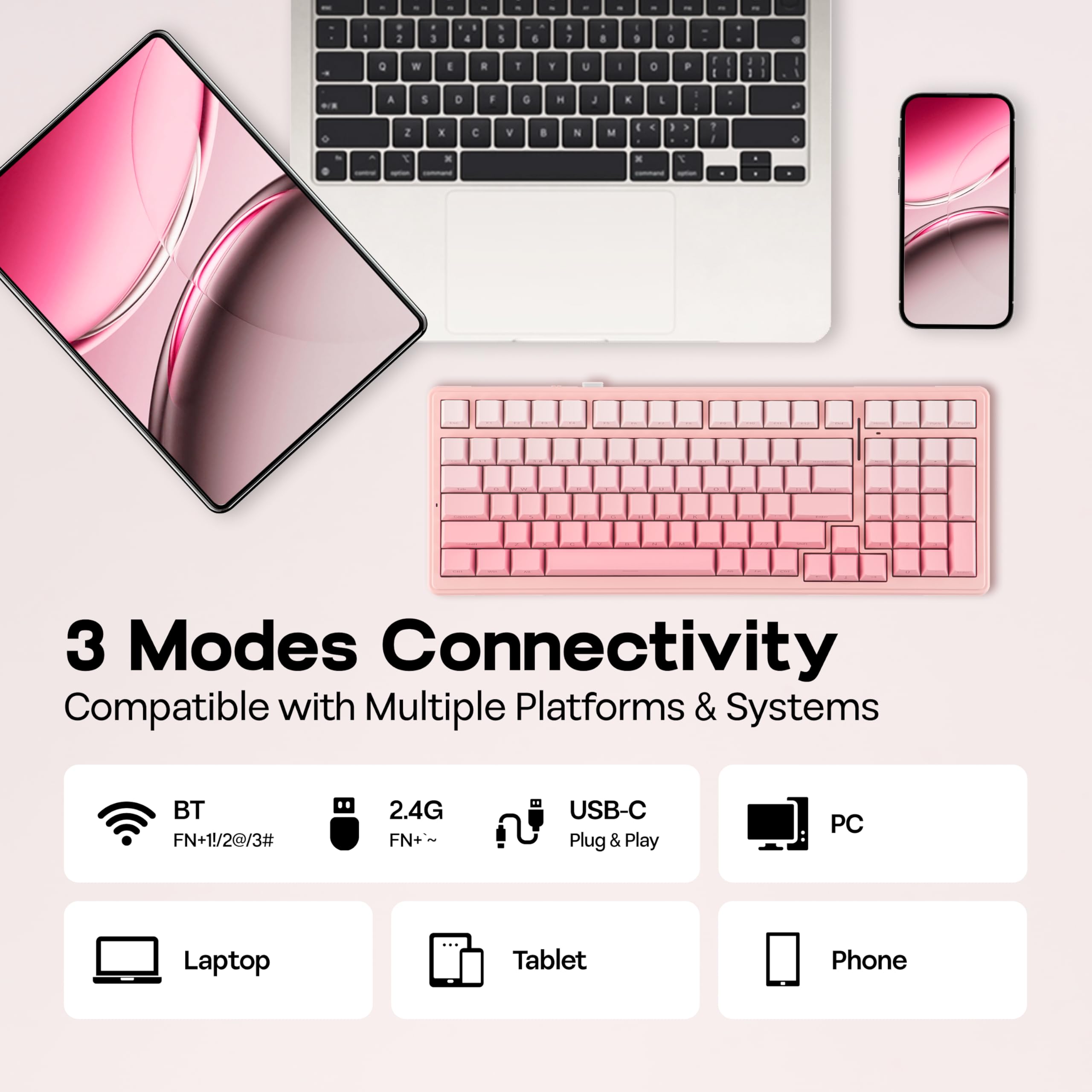 MechLands Aula F99 - Teclado inalámbrico para juegos al 96%, batería de 8000 mAh, teclado mecánico de junta cremosa, BT/2.4GHz/USB-C, intercambiable en caliente, interruptor lineal prelubricado, RGB
