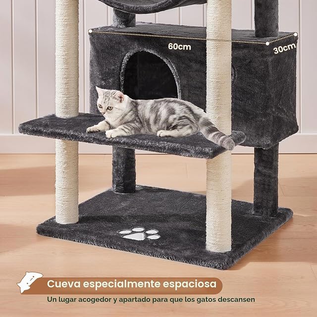 Foto 4 de 8 de MSmask Árbol rascador grande XXL, estable con 3 plataformas de observación, para gatos grandes