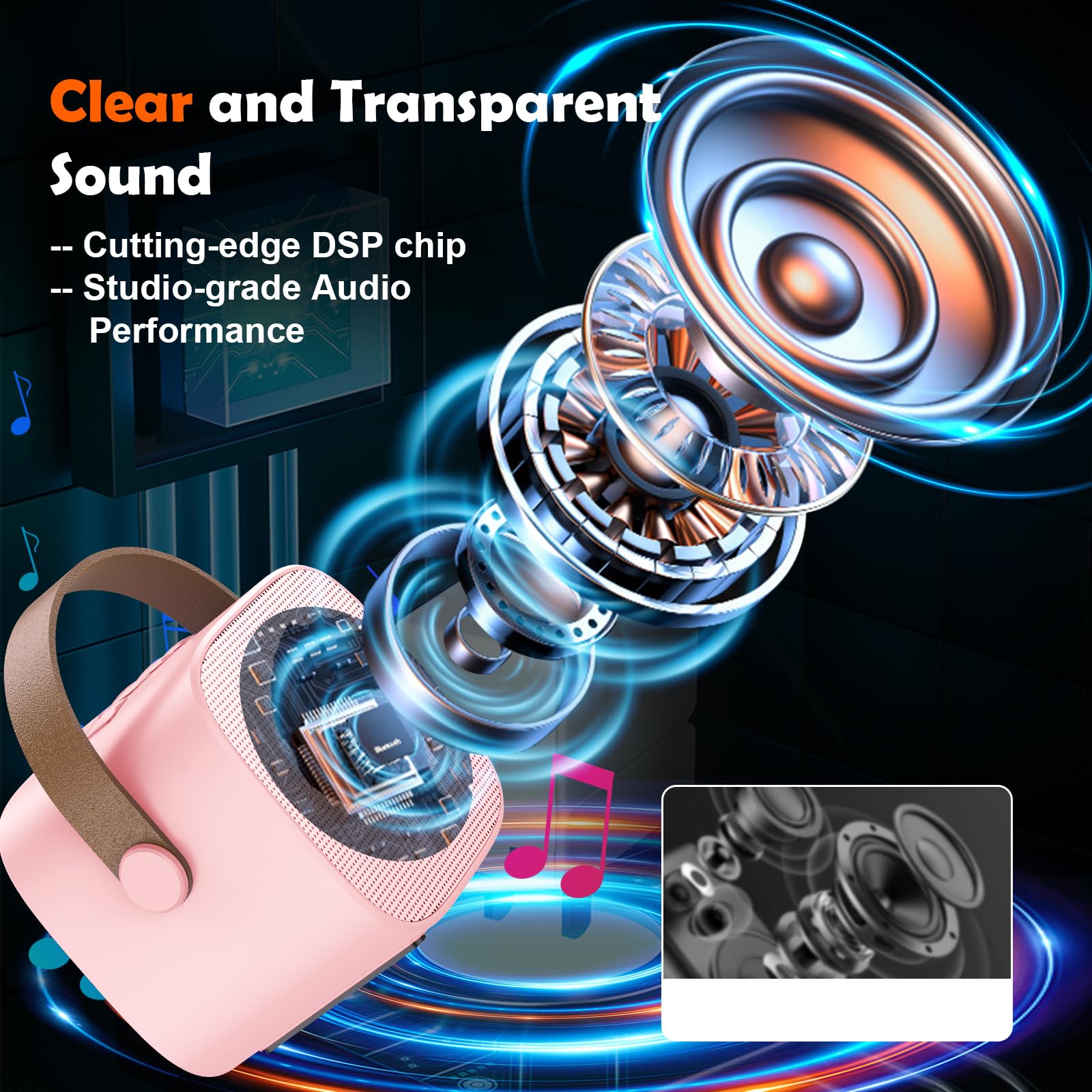 Macchina Karaoke per Bambini con 2 Microfoni Wireless - Microfono Bluetooth, Altoparlante Portatile, Cambio Voce, Luci LED, Giocattolo Musicale per Ragazze e Ragazzi, Regalo per Compleanni e Natale