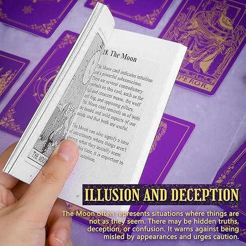 Miniatura 6 de Hihealer Baraja de 78 cartas de tarot con libro guía y bolsa de transporte de lino, cartas clásicas originales de tarot para principiantes a