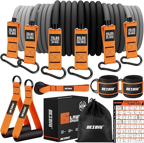 Miniatura 8 de Heavy Resistance Bands for Working Out, 300lbs/360lb/420lb Exercise Bands Workout Bands with Handles, Door Anchor, Ankle Straps, Home Gym Workout