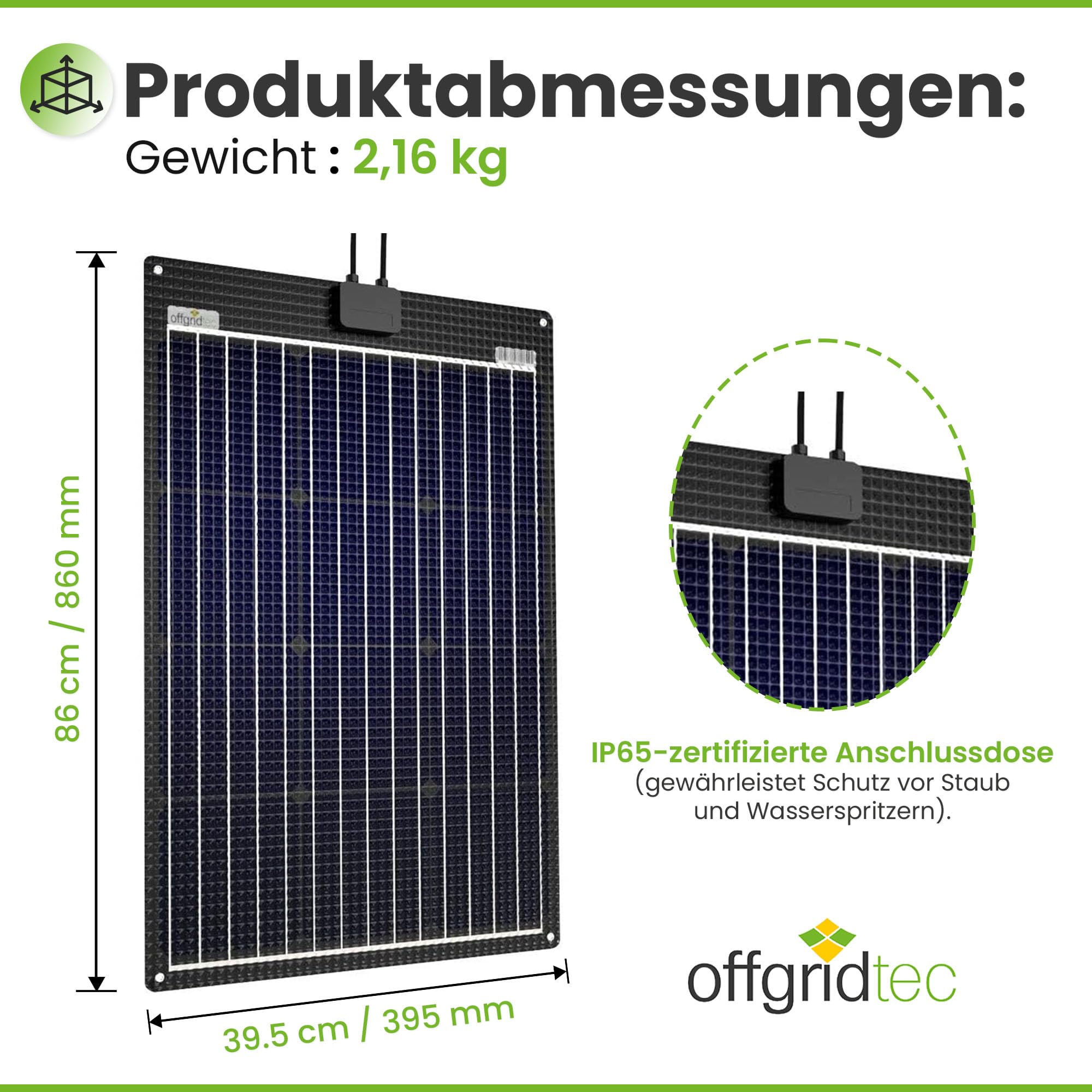 Offgridtec ETFE-AL 60W semi-flexibles18V Solarpanel mit integrierter Aluminiumplatte V2
