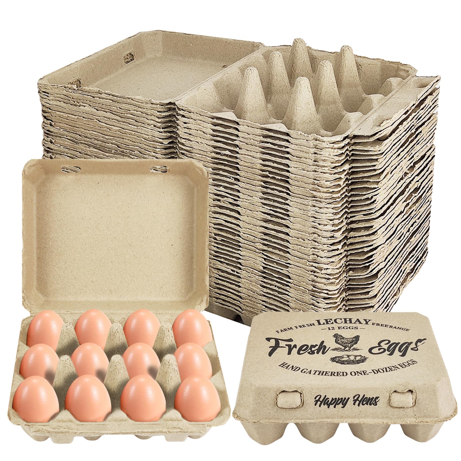 Lechay 40 cajas de huevos baratas a granel, huevos de 3 x 4, 12 unidades, bandeja de huevos de papel de pulpa, contenedor para supermercados, cocina, mercados de verduras