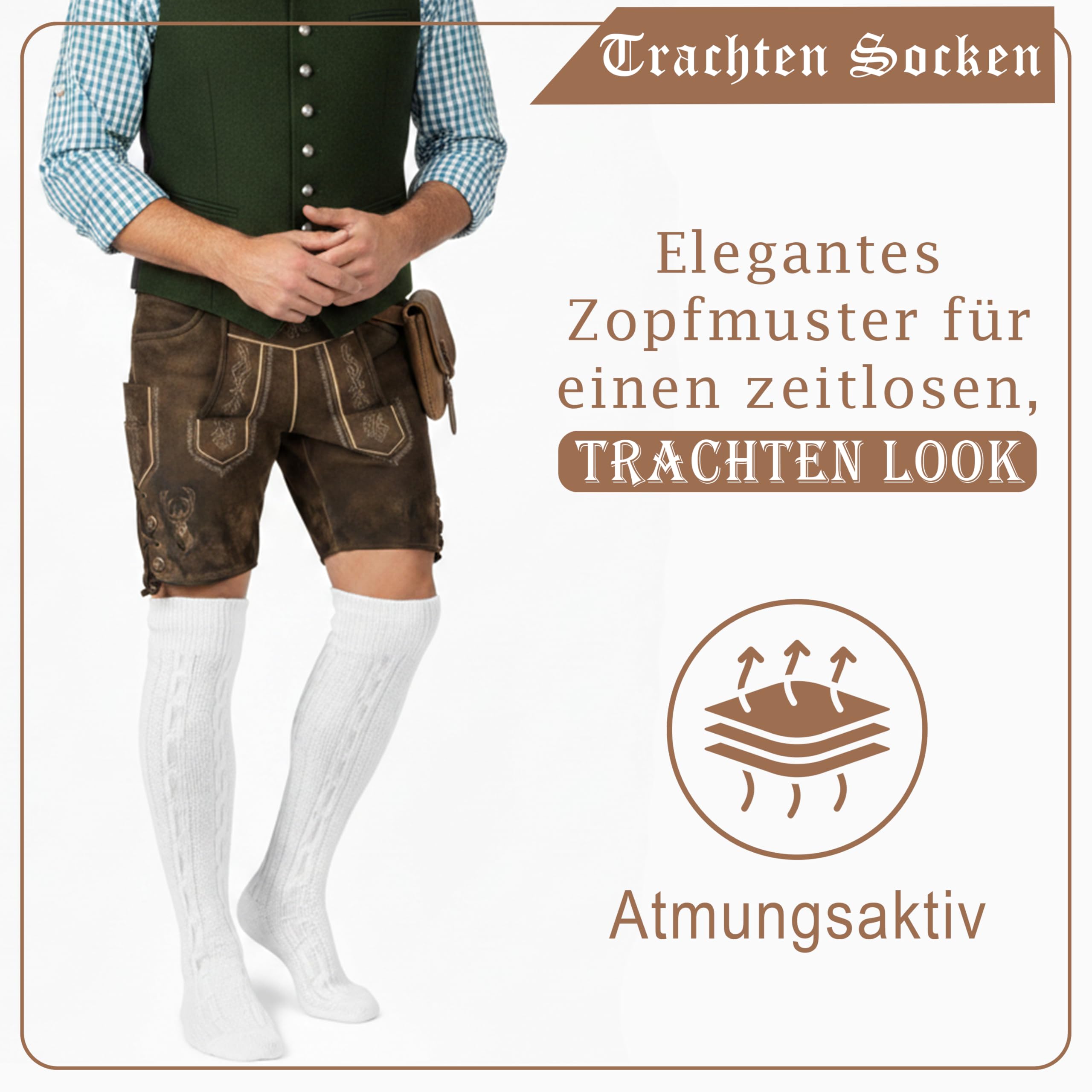 German Wear Trachtenstümpfe Lange Trachtensocken Strümpfe Socken 70cm